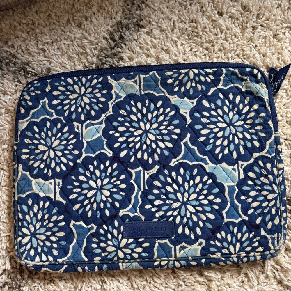 Vera Bradley Navy and Light Blue Floral Laptop Cover